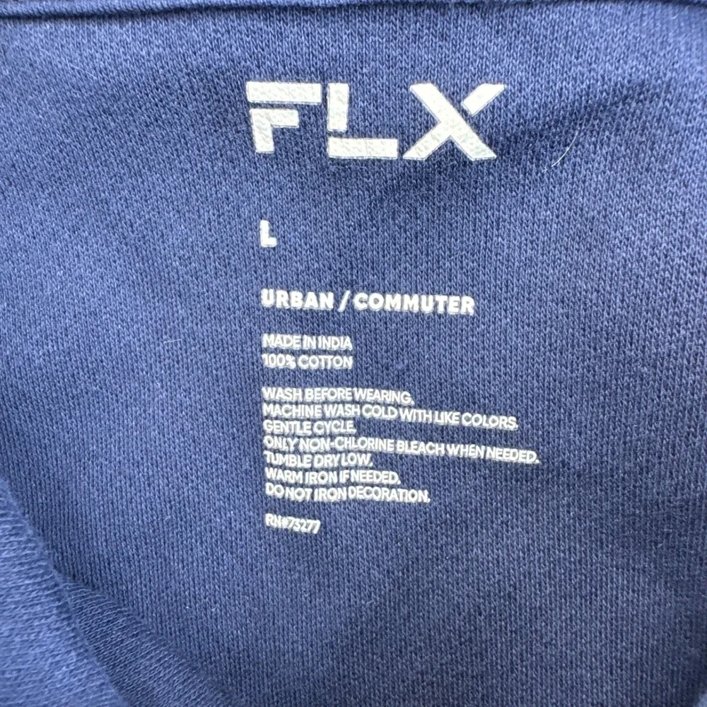 FLX Urban Commuter Pullover Hoodie Mens Large Blue Raglan Long Sleeve Drawstring